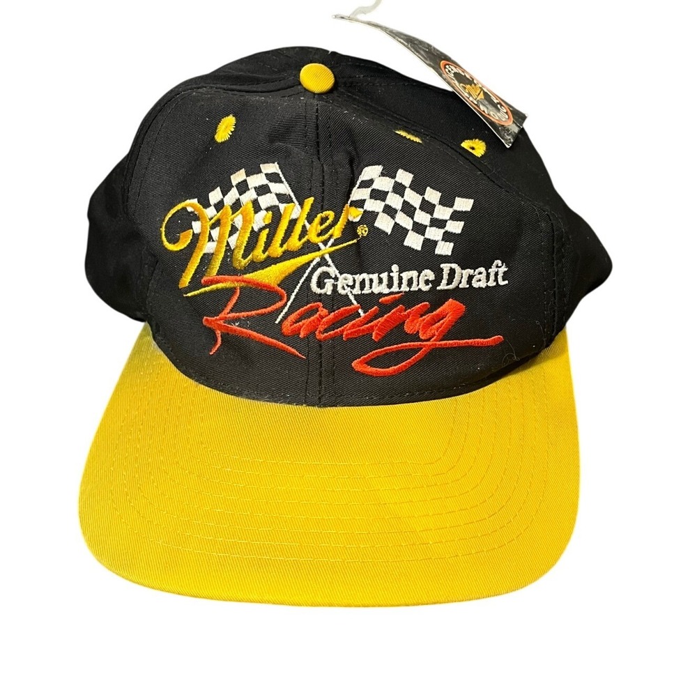Vintage Rusty Wallace Miller Genuine Draft Hat Cap Snap Back Mens NASCAR 90s